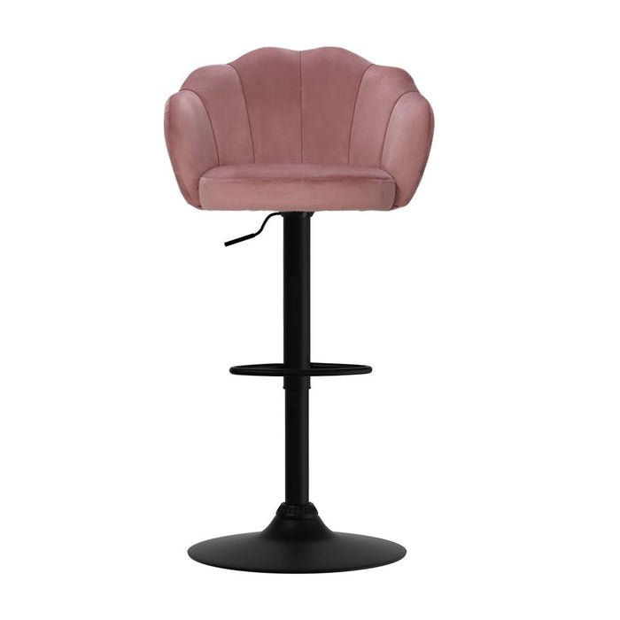 Two Bar Stools Gas Lift Velvet Pink -Home Living Store - -  