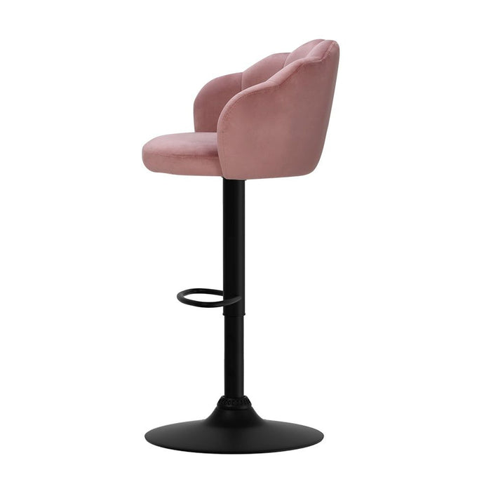 Two Bar Stools Gas Lift Velvet Pink -Home Living Store - -  