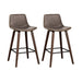 Two Bar Stools Kitchen Counter Barstools Leather Wooden Chairs -Home Living Store - -  