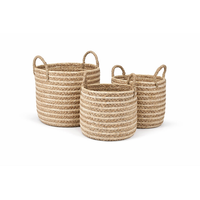 DAISY Set of 3 Woven Baskets – Handmade Natural Décor Storage