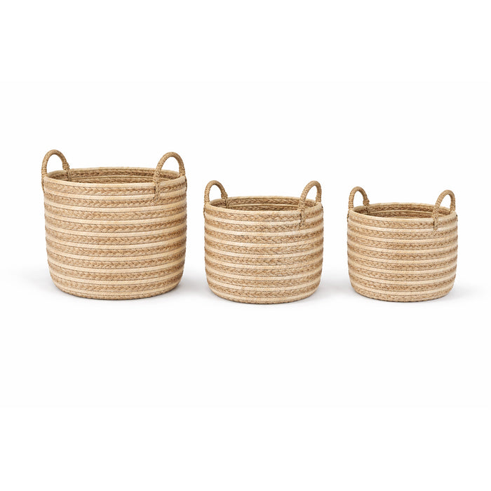 DAISY Set of 3 Woven Baskets – Handmade Natural Décor Storage