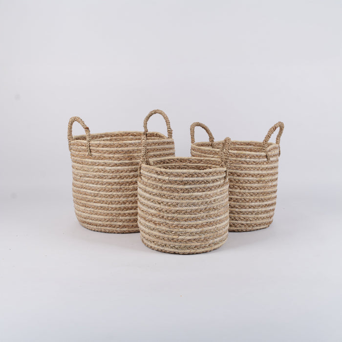 DAISY Set of 3 Woven Baskets – Handmade Natural Décor Storage