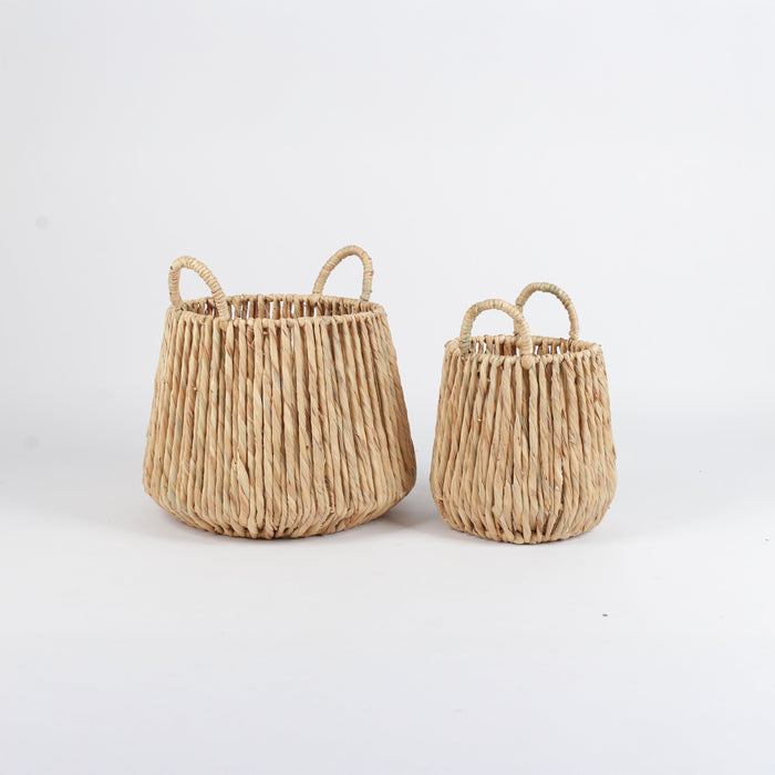 Peony Handwoven Basket Set (Set of 2) – Natural Water Hyacinth Storage