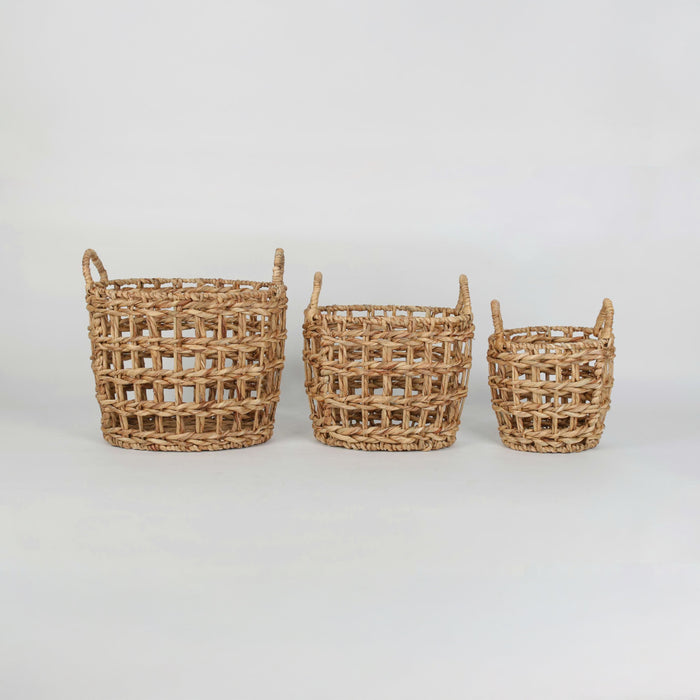 Freesia Handwoven Water Hyacinth Basket Set (3 Piece)