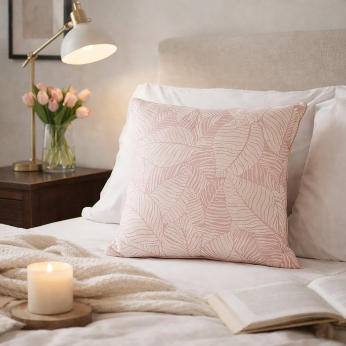 Urban Style Decorative Pink Leaves Lounge Cushion - 45 x 45cm