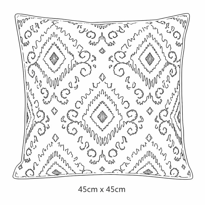Urban Style Aztec Pattern Cushion | Beige & Blue, 45x45cm