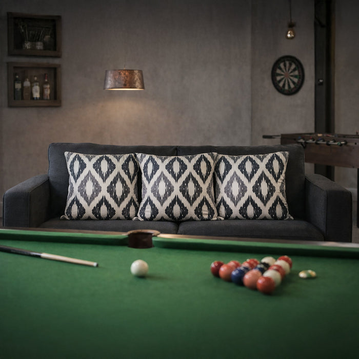Urban Style Decorative Rustic Diamonds Lounge Cushion | Black & Grey