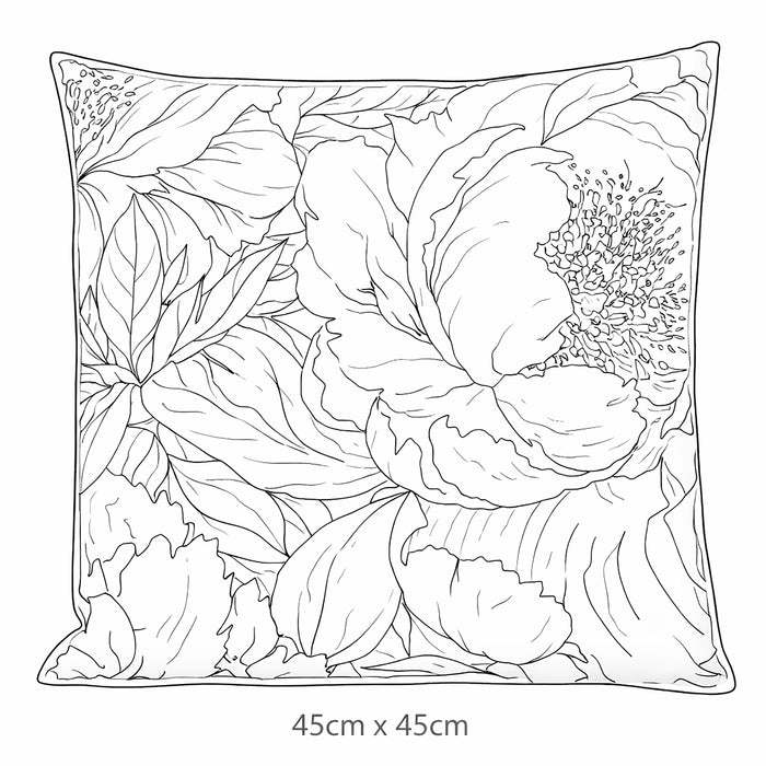 Urban Style Decorative Peony Lounge Cushion | 45x45cm