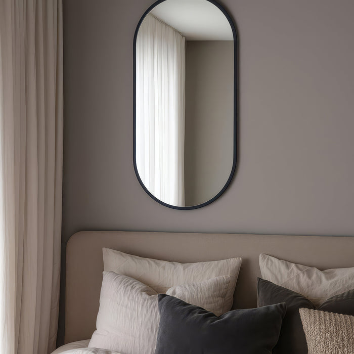 Urban Style Reflections Oval Mirror – Black | 120cm