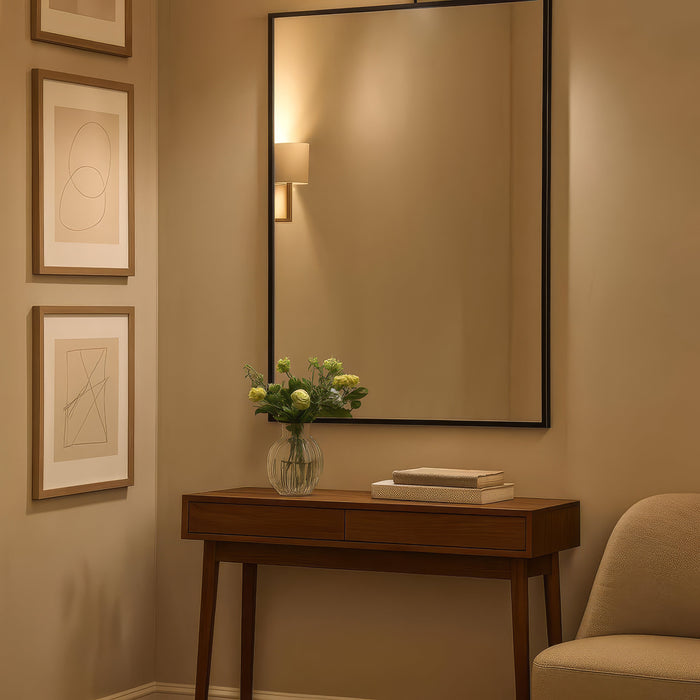 Urban Style Reflections Rectangular Mirror – Black | 90cm