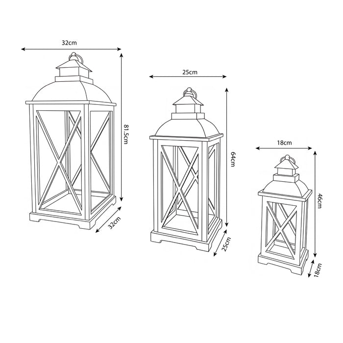 Urban Style Natural Wooden Lantern Set – 3 Piece Decorative Lanterns for Indoor & Alfresco Styling