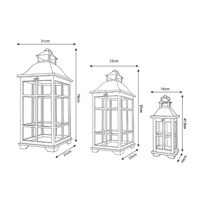 Urban Style Ash Wooden Lantern Set – 3 Piece Decorative Lanterns for Indoor & Alfresco Styling