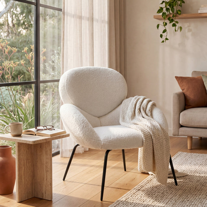 Boudoir Teddy Fleece Occasional Chair – White Living Room and Bedroom
