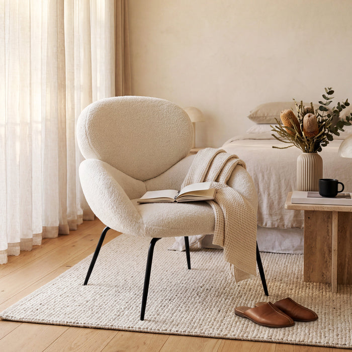 Boudoir Teddy Fleece Occasional Chair – White Living Room and Bedroom