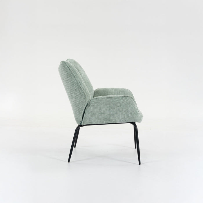 Boudoir Accent Chair – Chenille Fabric with Matt Black Steel Legs for Living Room and Bedroom