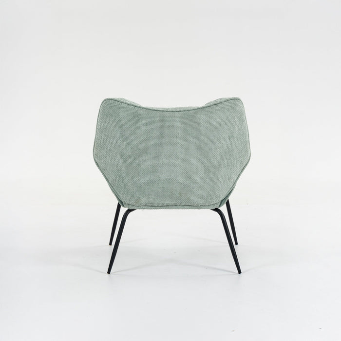Boudoir Accent Chair – Chenille Fabric with Matt Black Steel Legs for Living Room and Bedroom