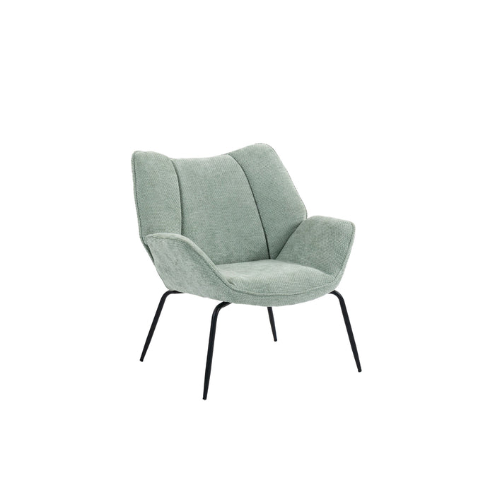 Boudoir Accent Chair – Chenille Fabric with Matt Black Steel Legs for Living Room and Bedroom