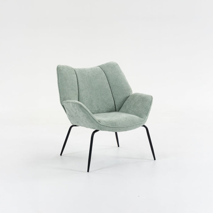 Boudoir Accent Chair – Chenille Fabric with Matt Black Steel Legs for Living Room and Bedroom