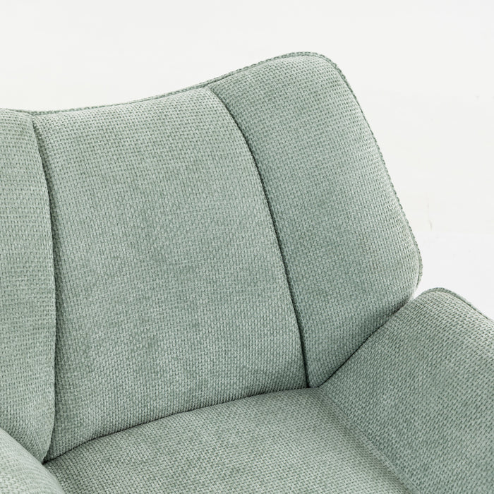Boudoir Accent Chair – Chenille Fabric with Matt Black Steel Legs for Living Room and Bedroom