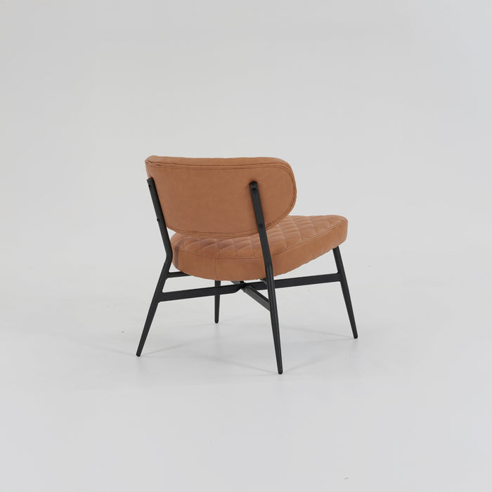 Boudoir Accent Chair — TAN PU, Compact & Stylish for Bedroom or Living Room
