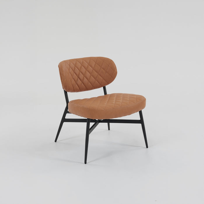 Boudoir Accent Chair — TAN PU, Compact & Stylish for Bedroom or Living Room