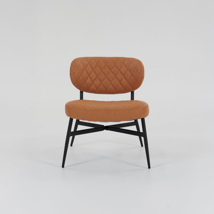 Boudoir Accent Chair — TAN PU, Compact & Stylish for Bedroom or Living Room