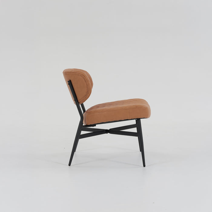 Boudoir Accent Chair — TAN PU, Compact & Stylish for Bedroom or Living Room