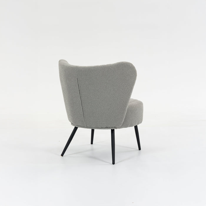 Boudoir Accent Chair — Soft Grey Boucle, Compact & Stylish for Bedroom or Living Room