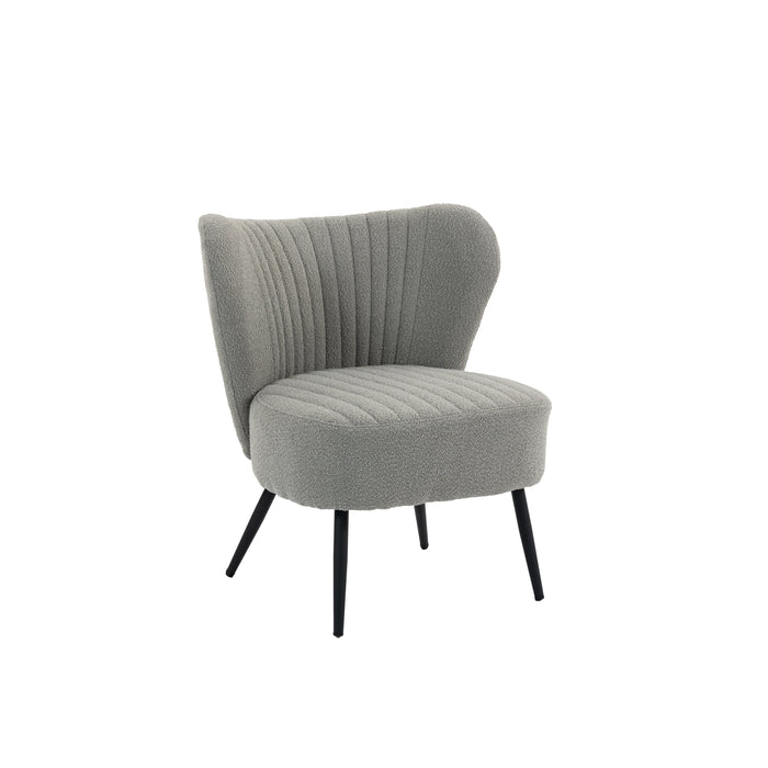 Boudoir Accent Chair — Soft Grey Boucle, Compact & Stylish for Bedroom or Living Room