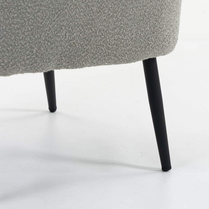Boudoir Accent Chair — Soft Grey Boucle, Compact & Stylish for Bedroom or Living Room