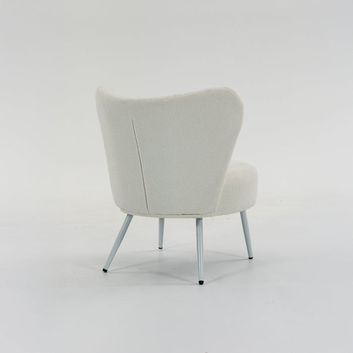 Boudoir Accent Chair — Soft White Boucle, Compact & Stylish for Bedroom or Living Room