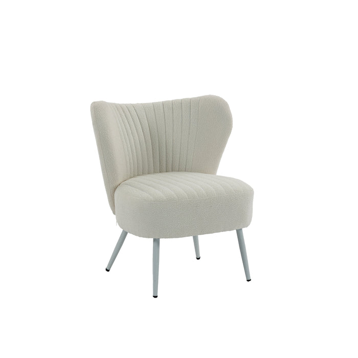 Boudoir Accent Chair — Soft White Boucle, Compact & Stylish for Bedroom or Living Room