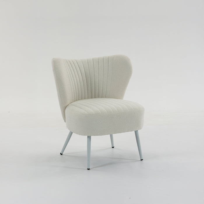 Boudoir Accent Chair — Soft White Boucle, Compact & Stylish for Bedroom or Living Room