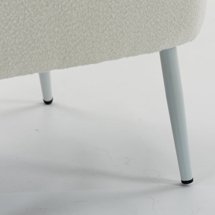 Boudoir Accent Chair — Soft White Boucle, Compact & Stylish for Bedroom or Living Room