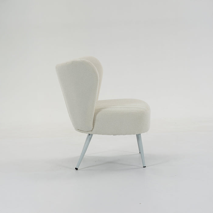 Boudoir Accent Chair — Soft White Boucle, Compact & Stylish for Bedroom or Living Room
