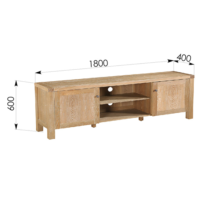 Woodland 180cm ETU Entertainment TV Unit Timber Wood 2 Door Natural