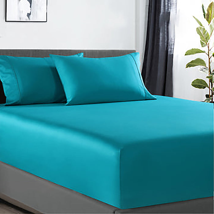400 thread count bamboo cotton 1 fitted sheet with 2 pillowcases king single teal