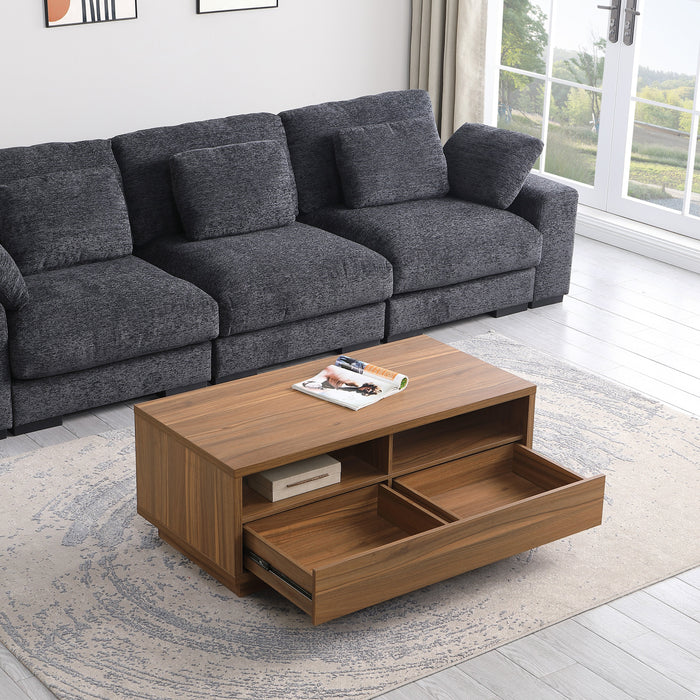 Tauris VICECTWAL Coffee Table – Walnut Finish with Drawer & Open Storage