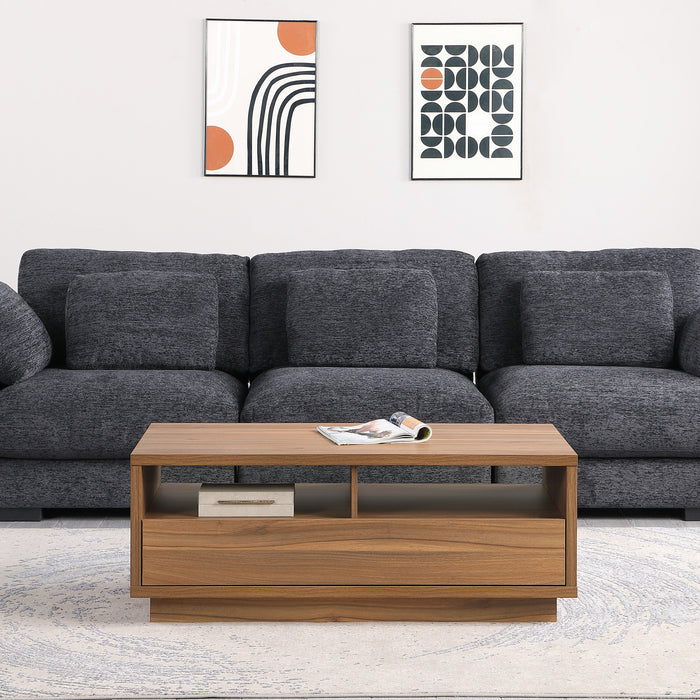 Tauris VICECTWAL Coffee Table – Walnut Finish with Drawer & Open Storage