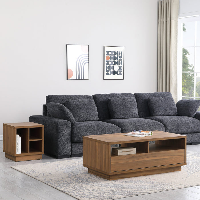 Tauris VICECTWAL Coffee Table – Walnut Finish with Drawer & Open Storage