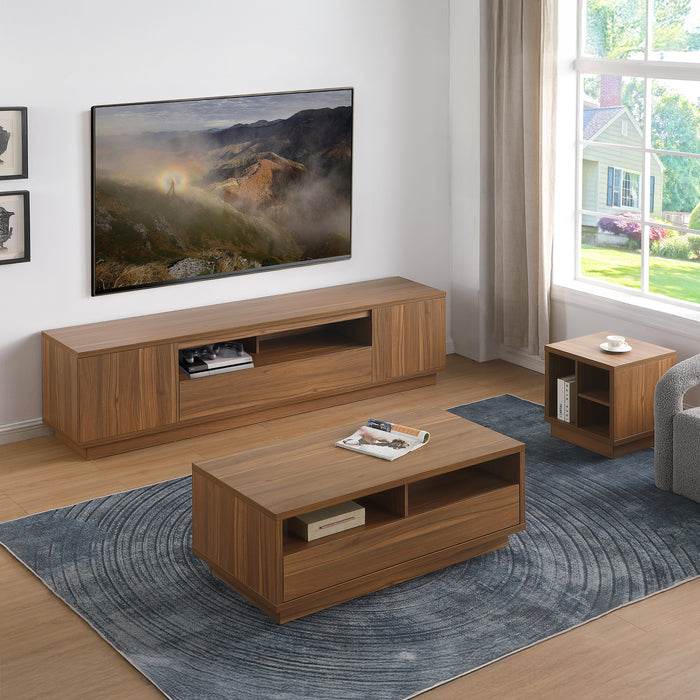 Tauris VICECTWAL Coffee Table – Walnut Finish with Drawer & Open Storage