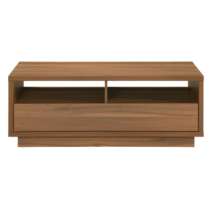 Tauris VICECTWAL Coffee Table – Walnut Finish with Drawer & Open Storage