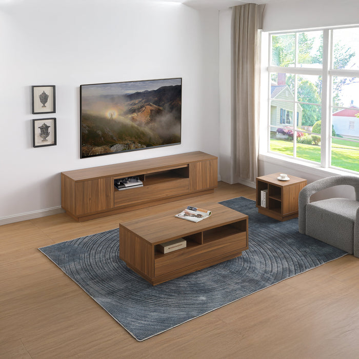 Tauris VICEETWAL Side Table – Walnut Veneer Cube Table with Open Storage