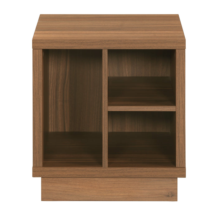 Tauris VICEETWAL Side Table – Walnut Veneer Cube Table with Open Storage