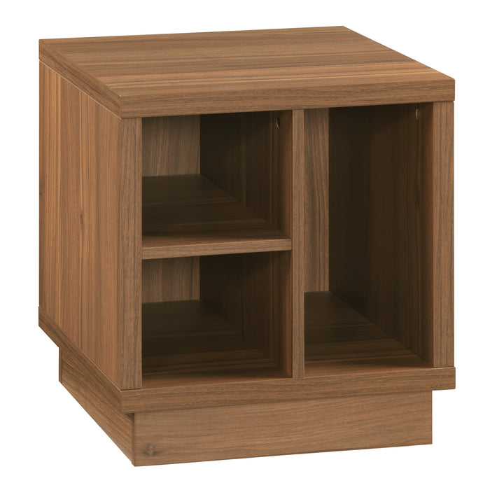 Tauris VICEETWAL Side Table – Walnut Veneer Cube Table with Open Storage