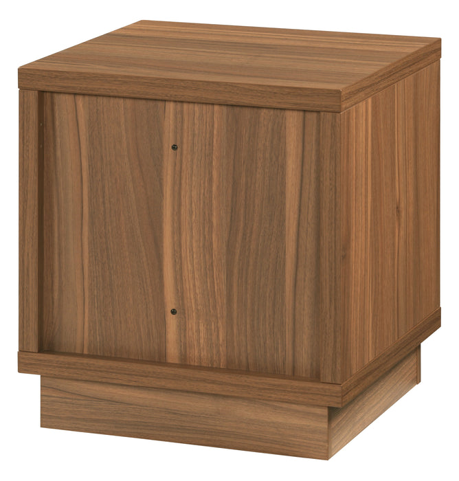 Tauris VICEETWAL Side Table – Walnut Veneer Cube Table with Open Storage