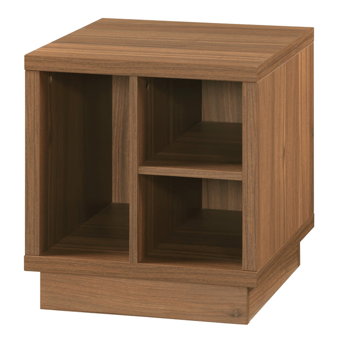 Tauris VICEETWAL Side Table – Walnut Veneer Cube Table with Open Storage