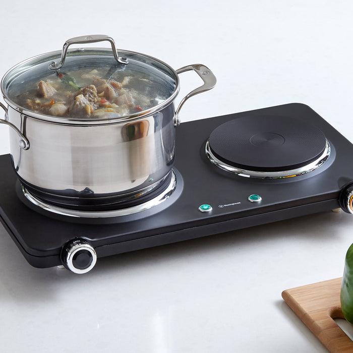 Westinghouse Dual Electric Hot Plate Easy Operation Cast Iron Plate