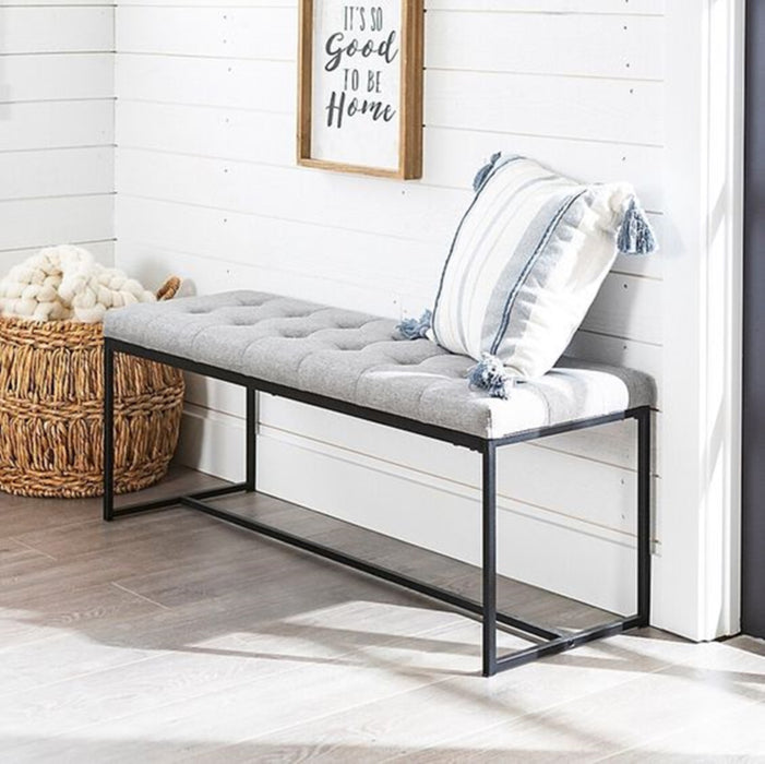 Relax Bench Seat in Grey Fabric with Black Metal Frame by Woodstock™