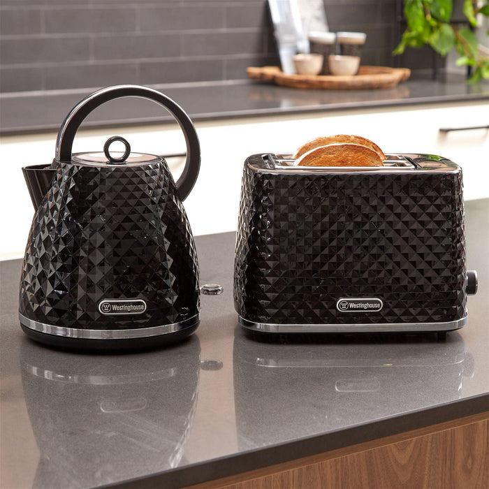 Westinghouse Kettle and Toaster Pack Black Diamond 1.7L Kettle, 2 Slice Toaster-#product_category#- Distributed by:  under license